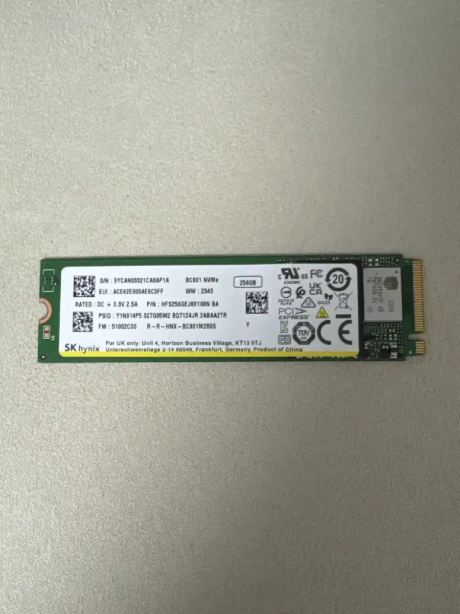 SK하이닉스 BC901 M.2 NVMe 256GB 벌크 SSD